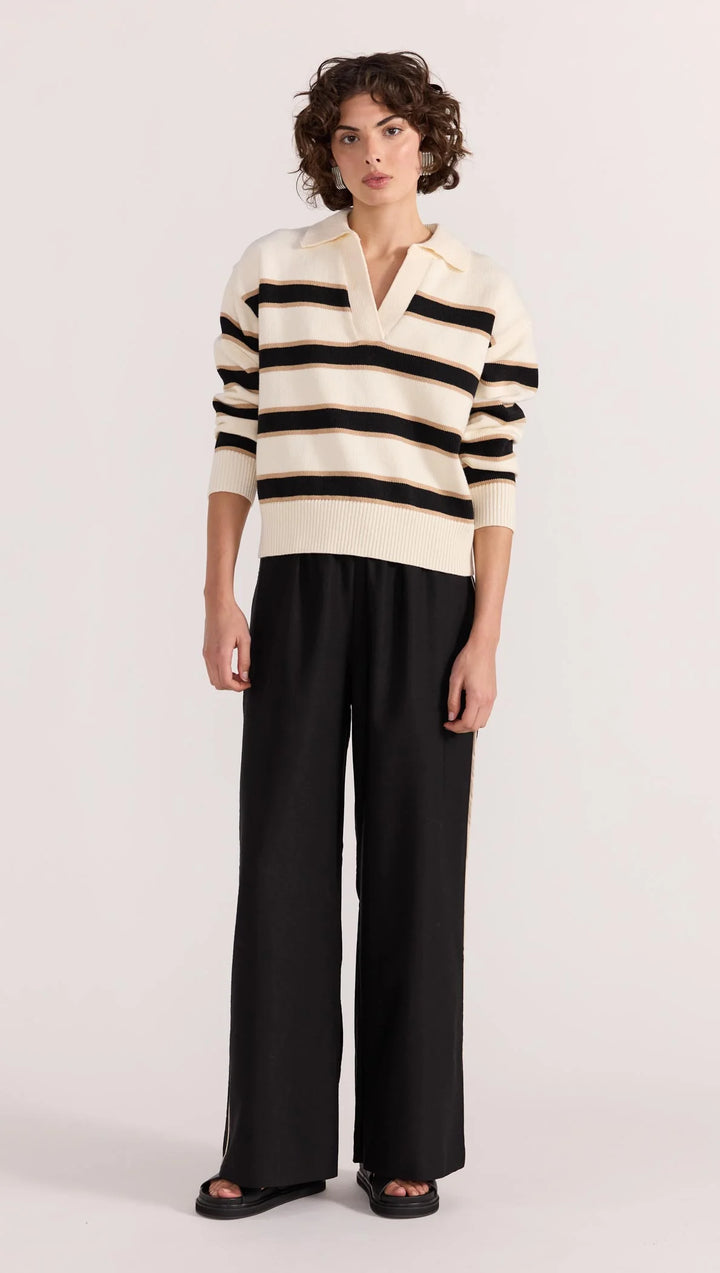 Staple The Label Hudson Polo Jumper - Cream/Black