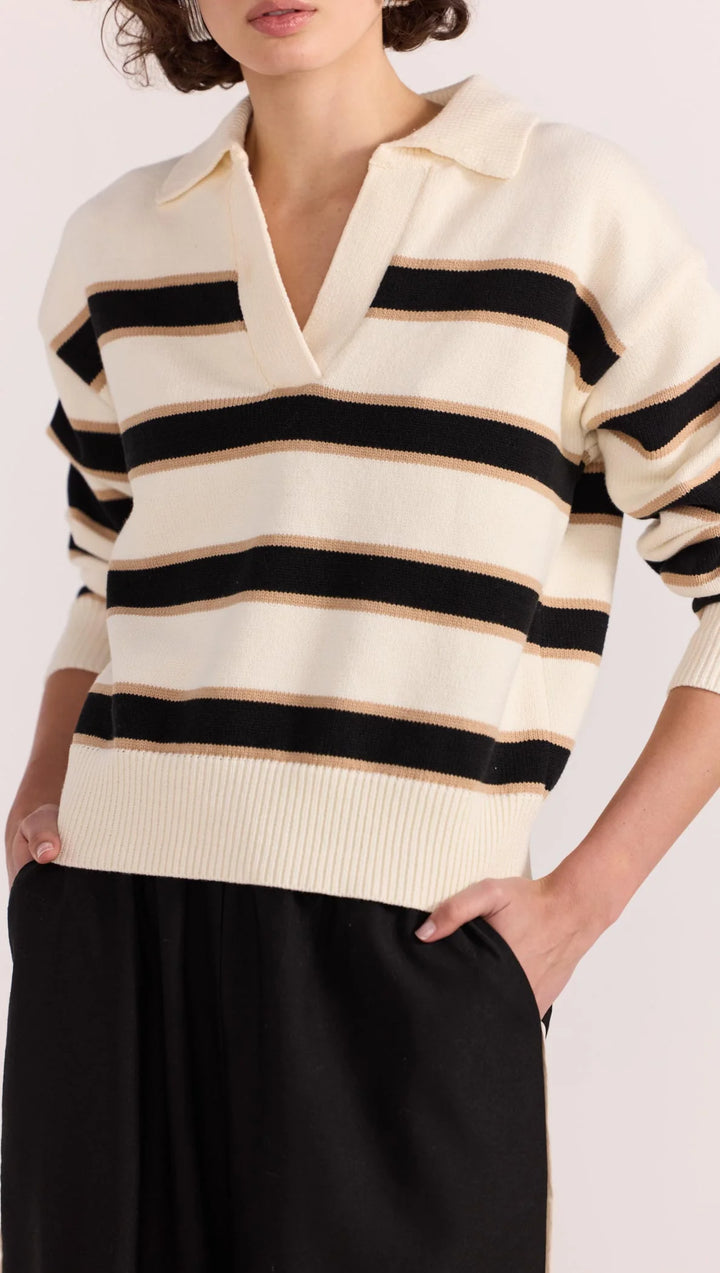 Staple The Label Hudson Polo Jumper - Cream/Black