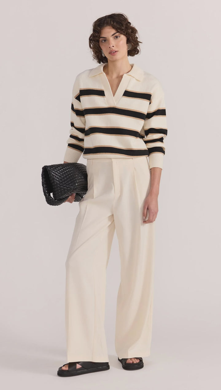 Staple The Label Hudson Polo Jumper - Cream/Black