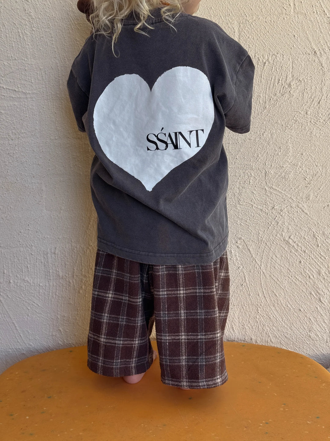 SSAINT Kids Heart Tee - Acid Wash Charcoal
