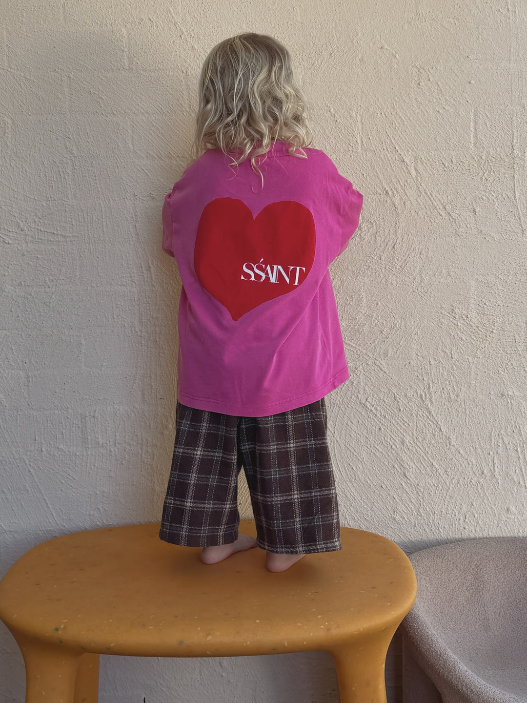 SSAINT Kids Heart Tee - Acid Wash Pink