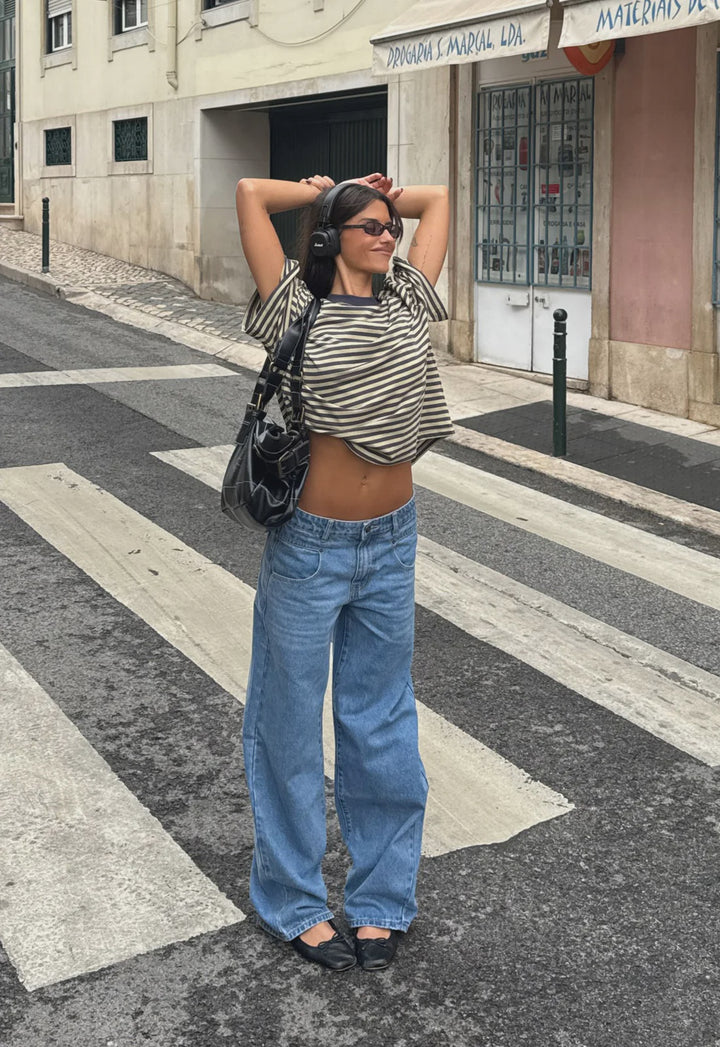 Lioness Bloom Short Sleeve - Beige Stripe