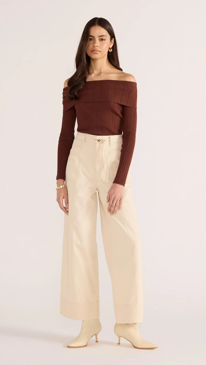 MinkPink Jane Drill Straight Leg Pant - Ivory