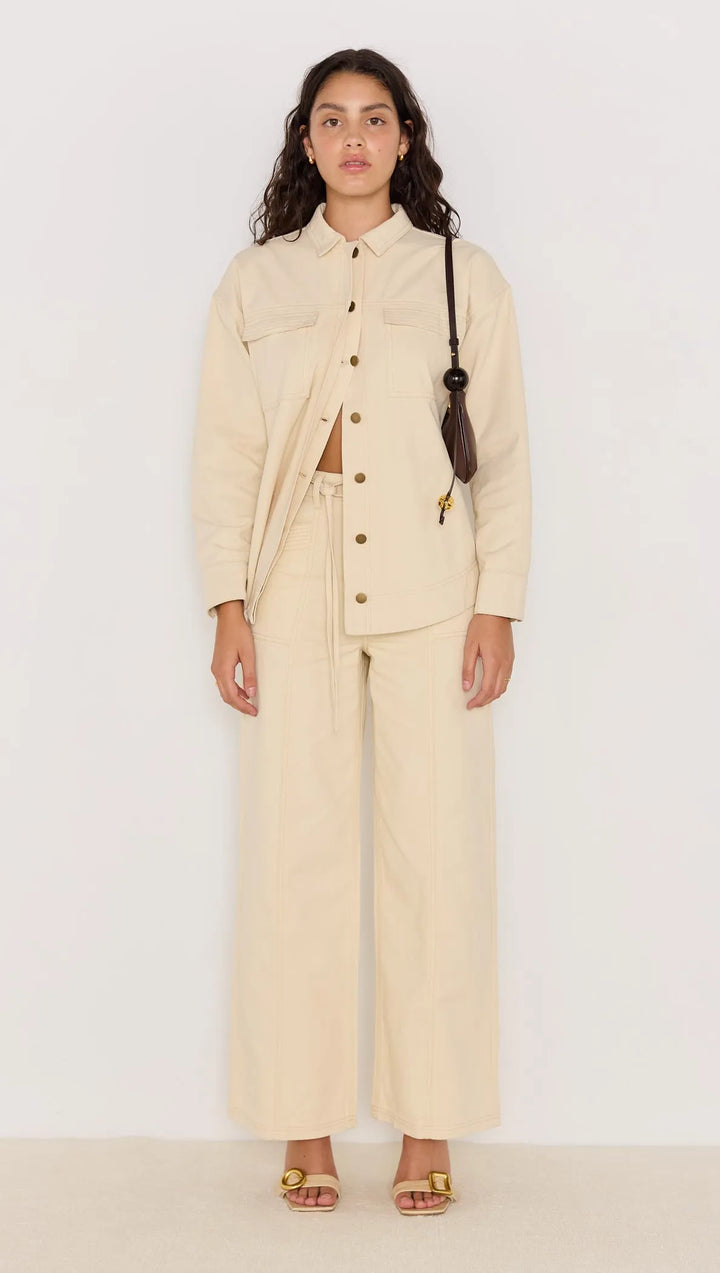 MinkPink Jane Drill Straight Leg Pant - Ivory