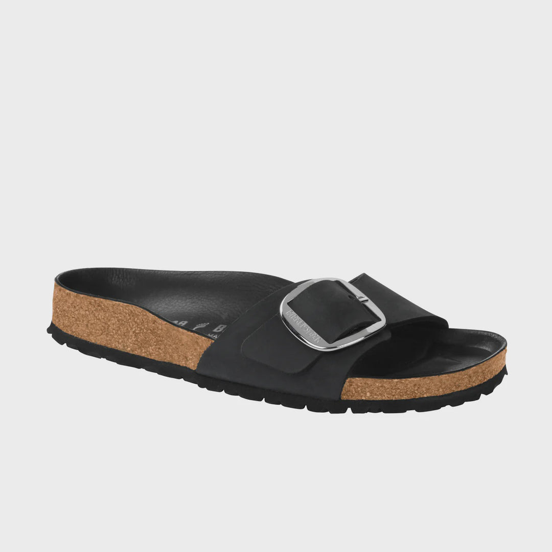 Birkenstock Madrid Big Buckle Black Oiled Leather Narrow