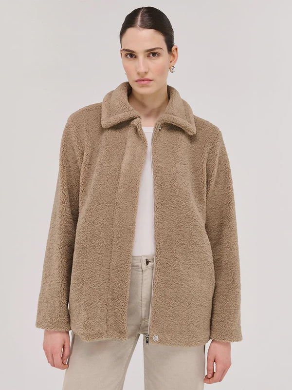 Staple The Label Margot Long Line Sherpa Jacket - Beige