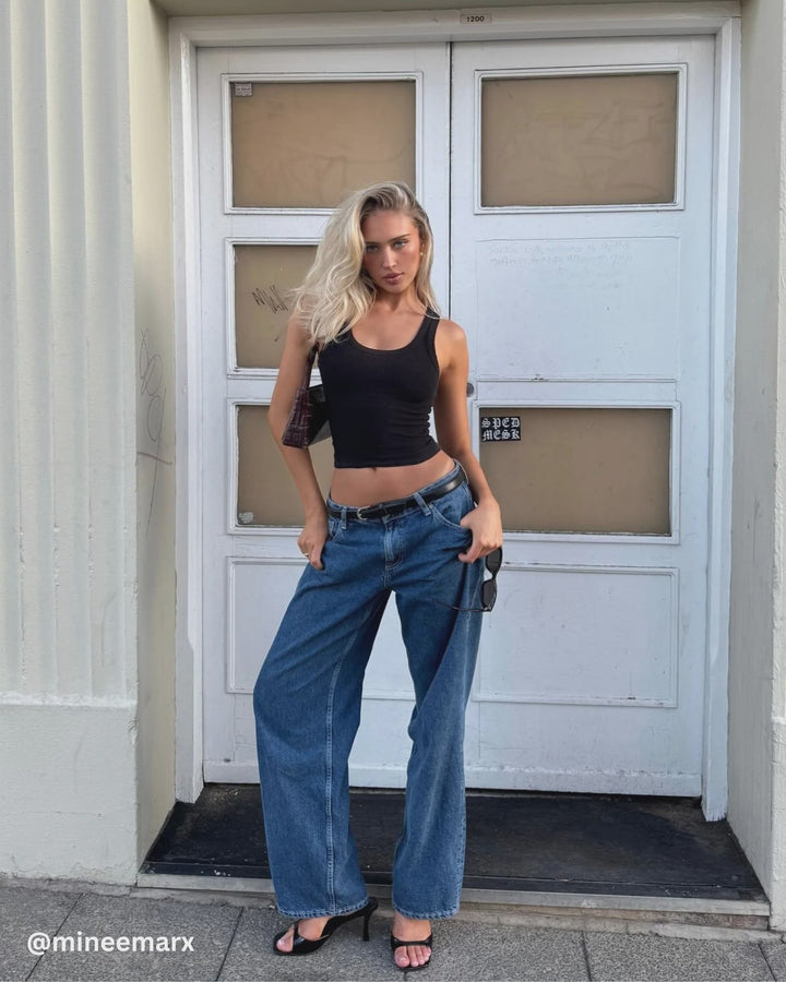 Dr Denim Hill Low Jean - Haze Mid Retro Contrast