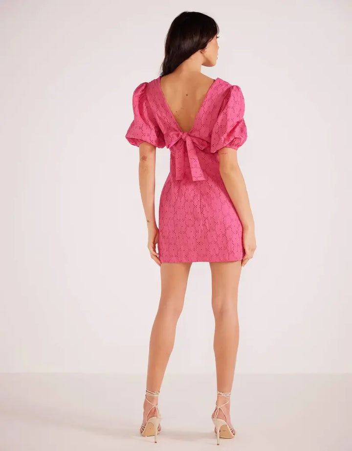 MinkPink Jayne Broderie Mini Dress - Orchid