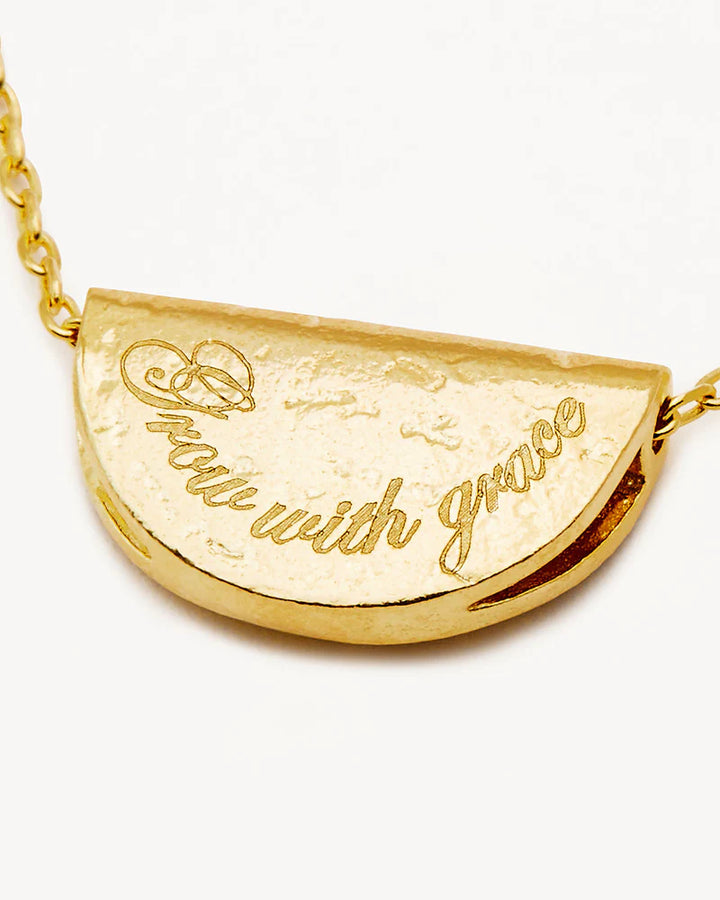 By Charlotte 18k Gold Vermeil Lotus Birthstone Necklace - December/Blue Topaz