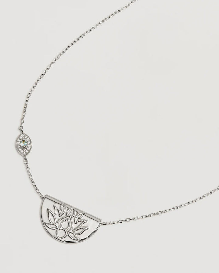 By Charlotte Eye Of Peace Lotus Necklace - Sterling Silver