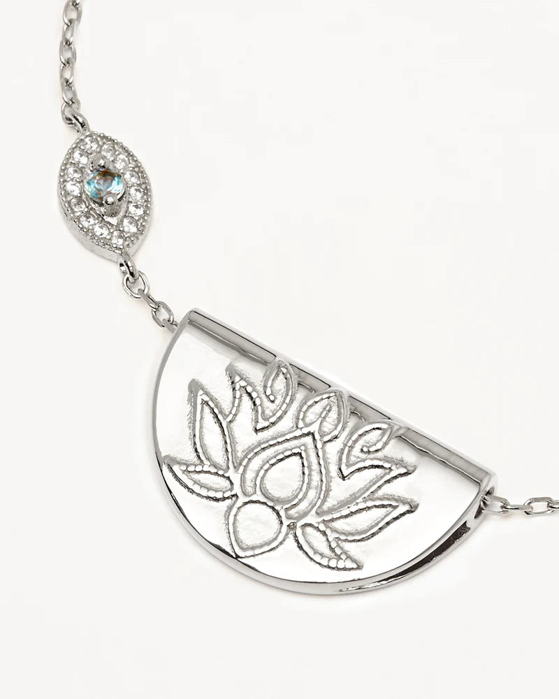 By Charlotte Eye Of Peace Lotus Necklace - Sterling Silver