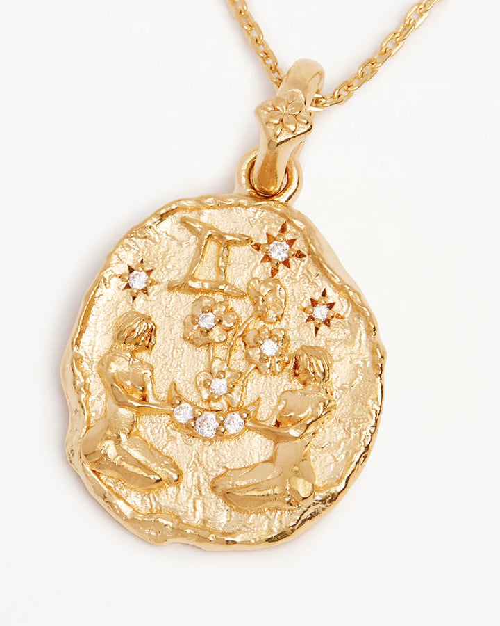 By Charlotte She Is Zodiac Necklace - Gemini - 18k Gold Vermeil