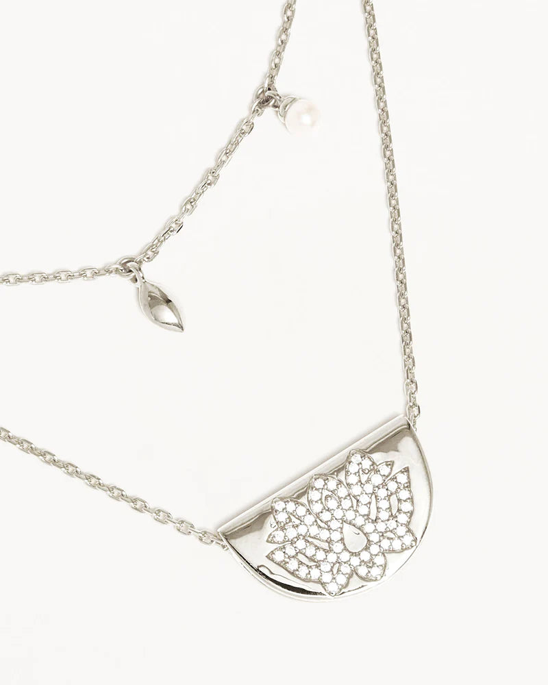 By Charlotte Live In Peace Lotus Necklace - Sterling Silver