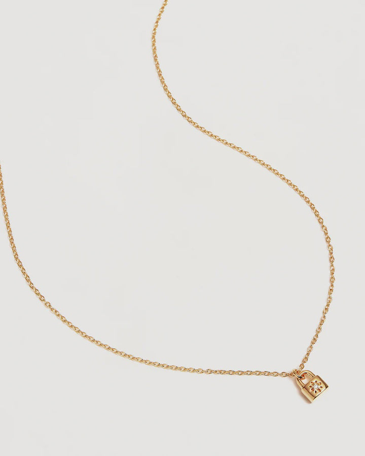 By Charlotte Crystal Lotus Padlock Necklace - 18k Gold Vermeil