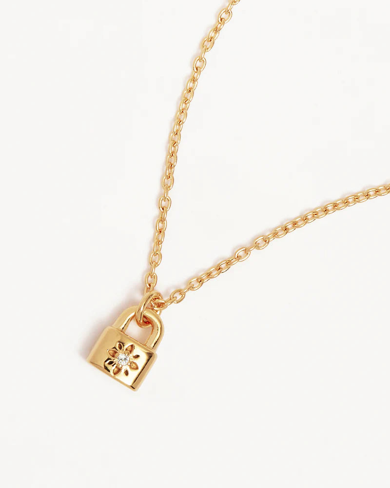 By Charlotte Crystal Lotus Padlock Necklace - 18k Gold Vermeil