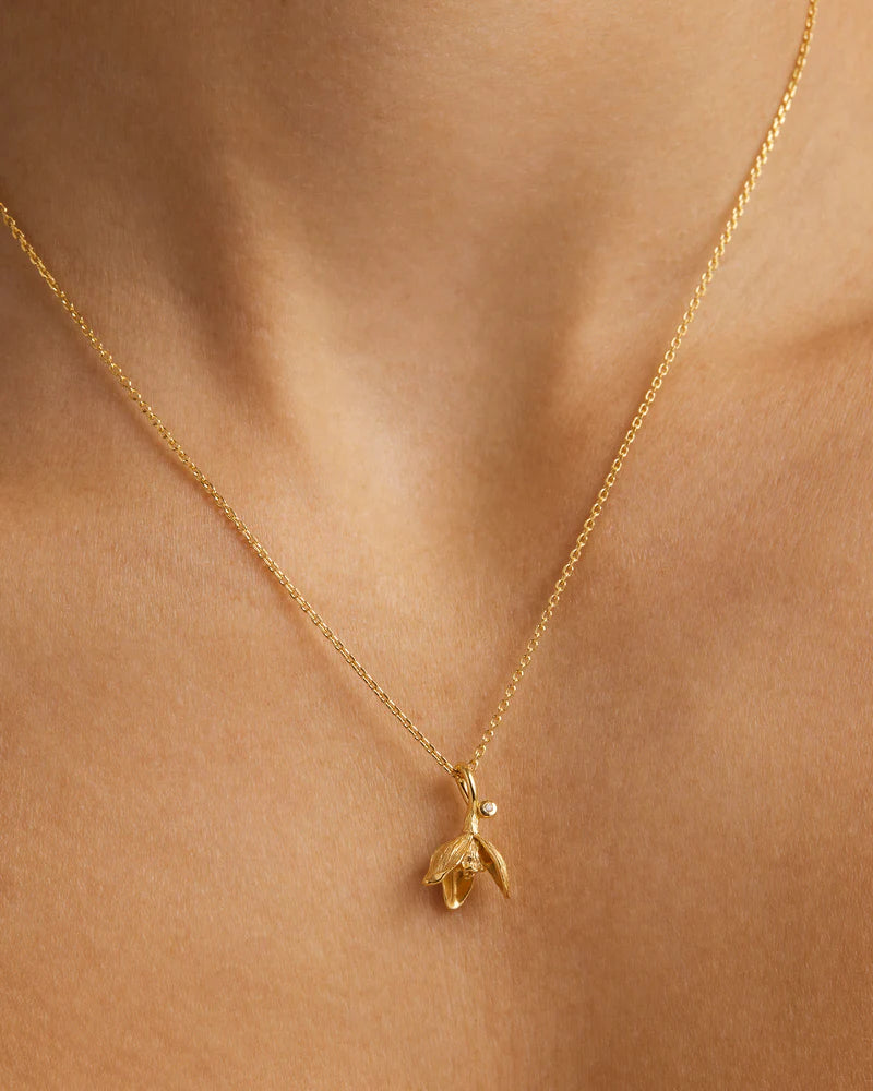 By Charlotte 18k Gold Vermeil Birth Flower Necklace - Snowdrop January