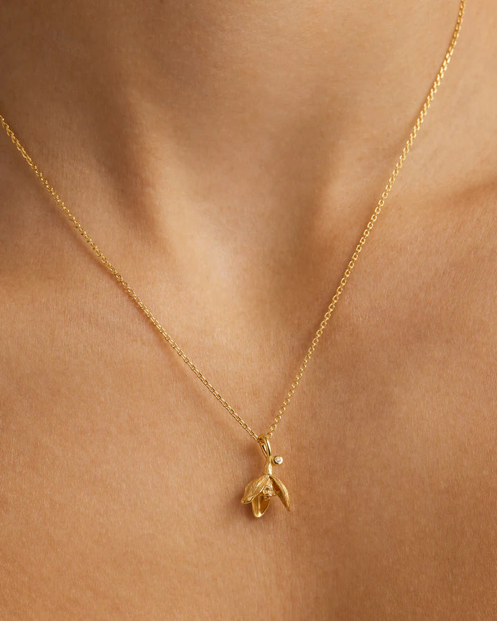 By Charlotte 18k Gold Vermeil Birth Flower Necklace - Snowdrop January