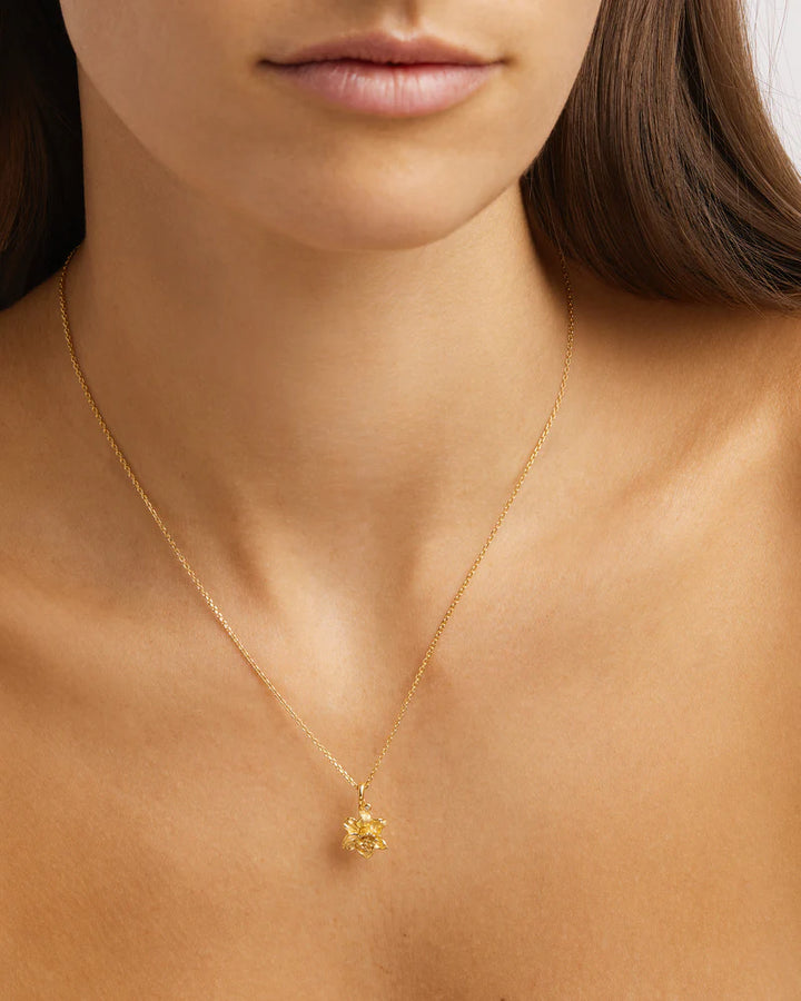 By Charlotte 18k Gold Vermeil Birth Flower Necklace - Daffodil March