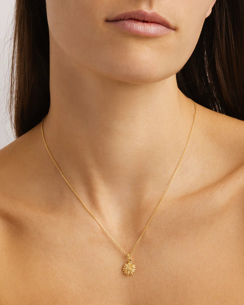 By Charlotte 18k Gold Vermeil Birth Flower Necklace - Daisy April