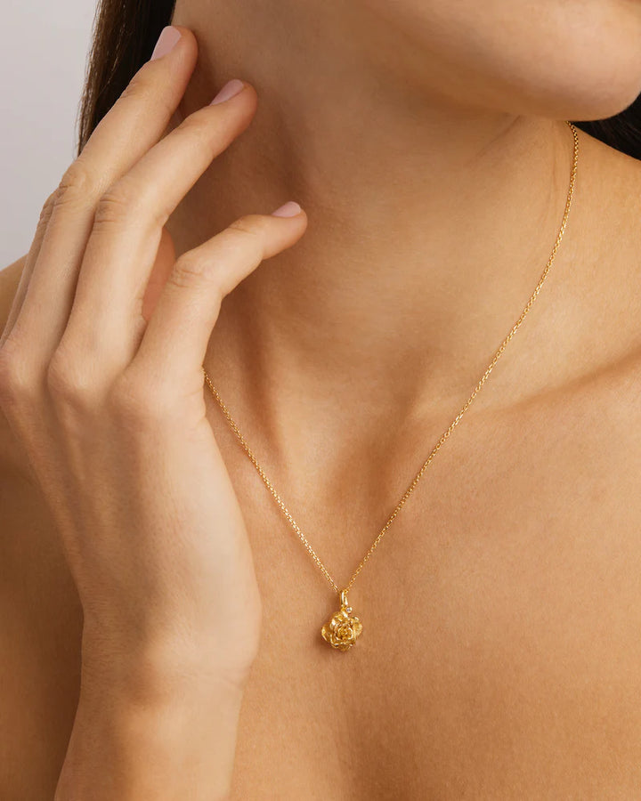 By Charlotte 18k Gold Vermeil Birth Flower Necklace - Rose June