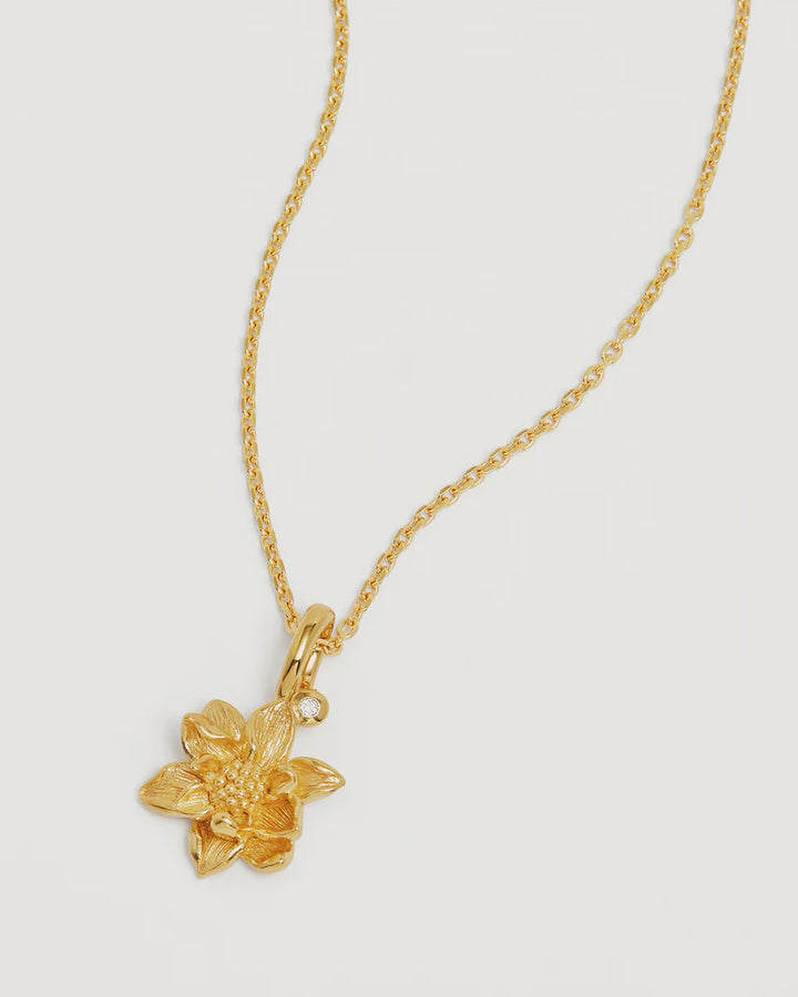 By Charlotte 18k Gold Vermeil Birth Flower Necklace - Water Lily July