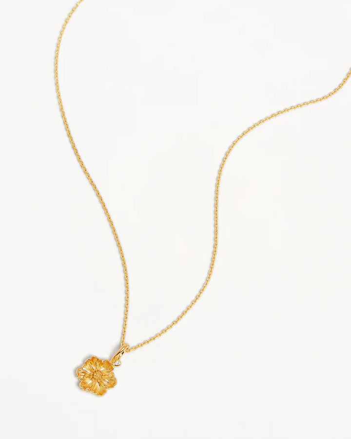 By Charlotte 18k Gold Vermeil Birth Flower Necklace - Poppy August