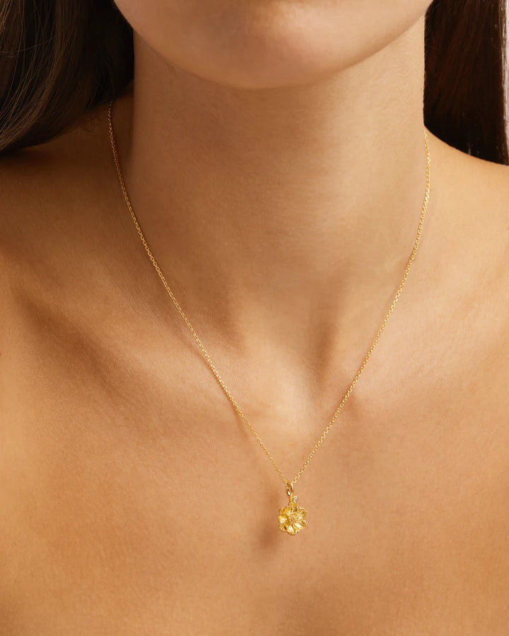 By Charlotte 18k Gold Vermeil Birth Flower Necklace - Poppy August