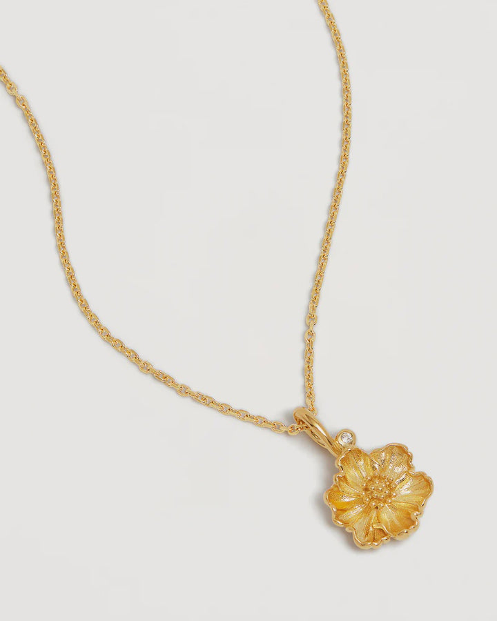 By Charlotte 18k Gold Vermeil Birth Flower Necklace - Poppy August
