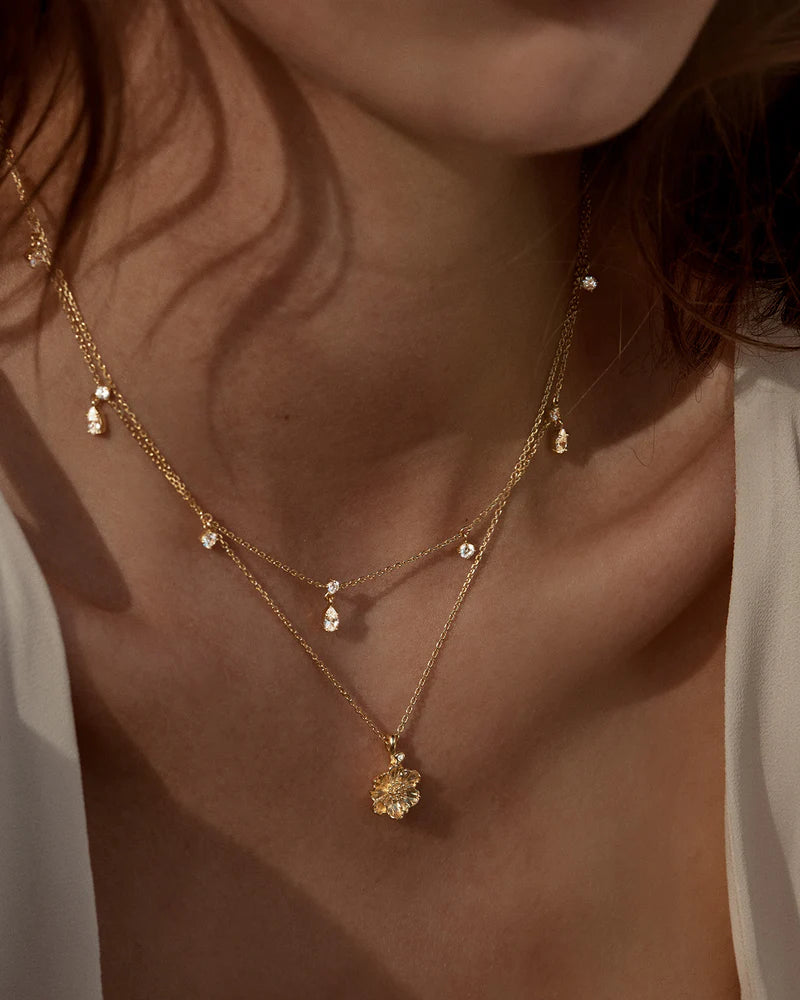 By Charlotte 18k Gold Vermeil Birth Flower Necklace - Poppy August