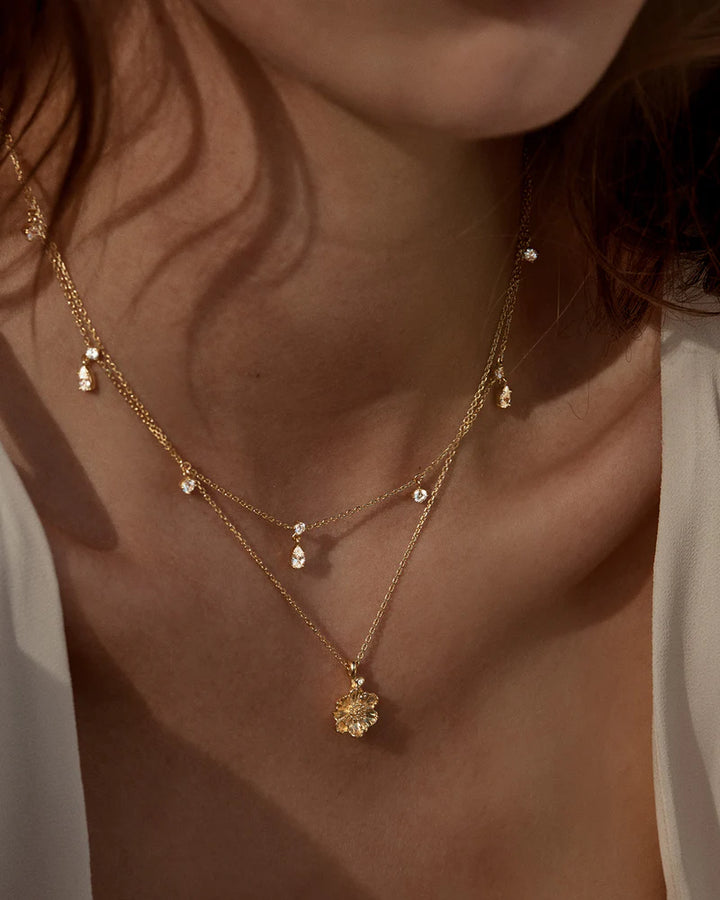 By Charlotte 18k Gold Vermeil Birth Flower Necklace - Poppy August