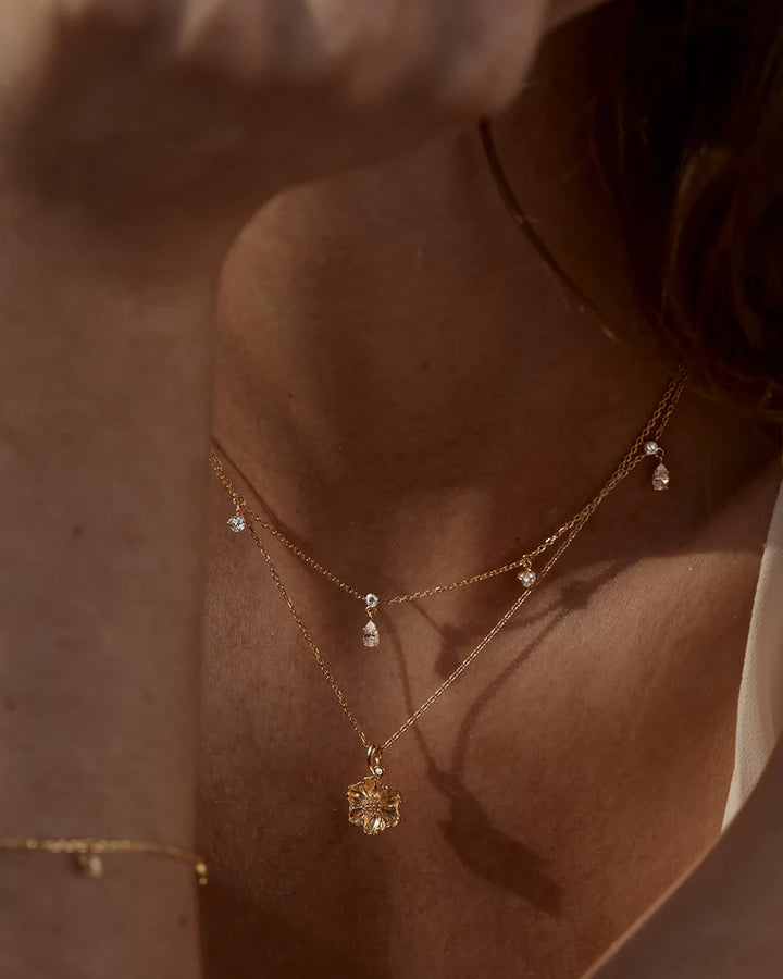 By Charlotte 18k Gold Vermeil Birth Flower Necklace - Poppy August