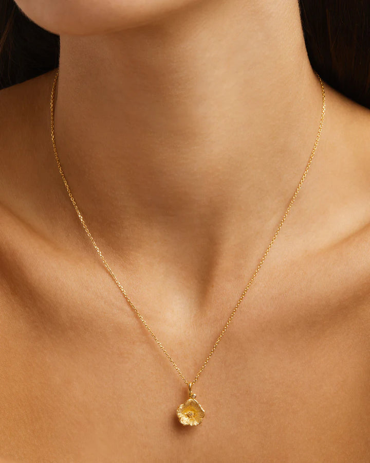 By Charlotte 18k Gold Vermeil Birth Flower Necklace - Morning Glory September