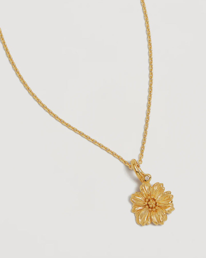 By Charlotte 18k Gold Vermeil Birth Flower Necklace - Cosmos October