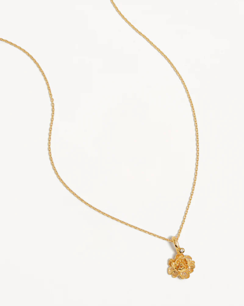 By Charlotte 18k Gold Vermeil Birth Flower Necklace - Peony November