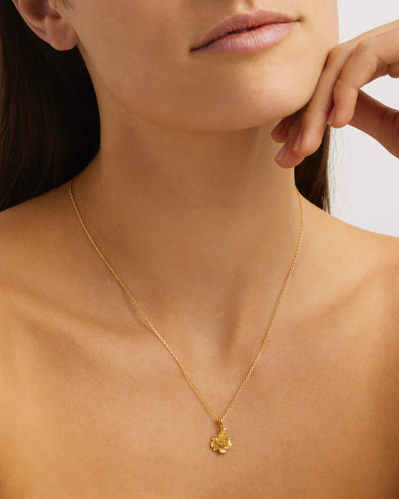 By Charlotte 18k Gold Vermeil Birth Flower Necklace - Peony November