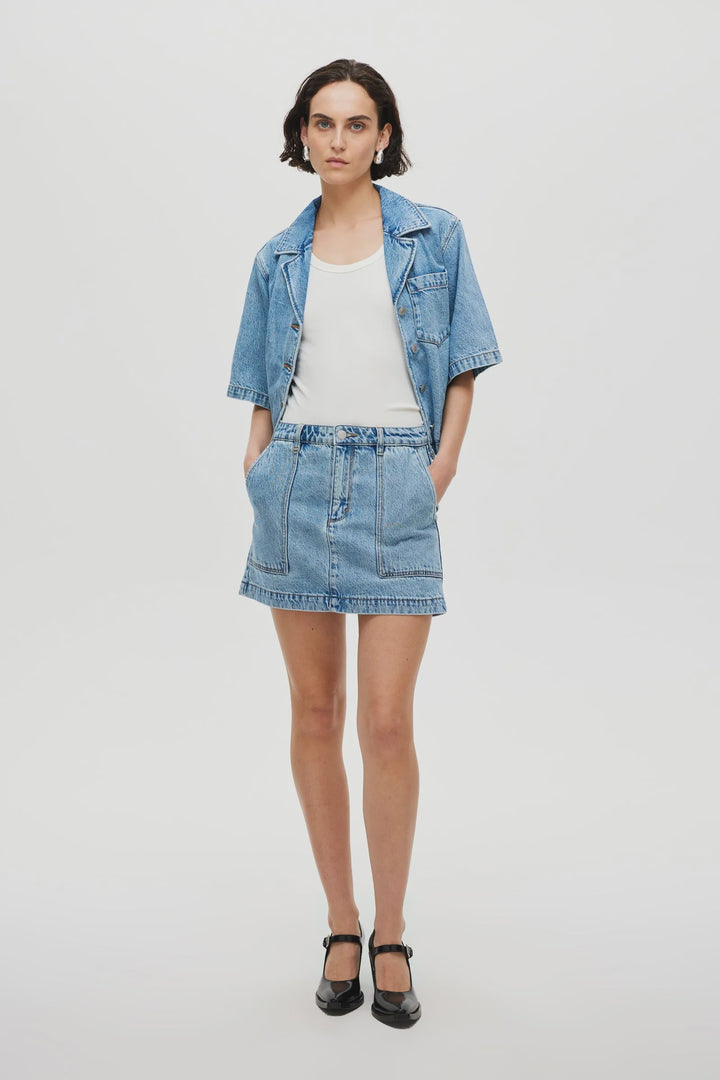 Neuw Denim Mercer Denim Mini Skirt - Radio - Light Vintage Indigo