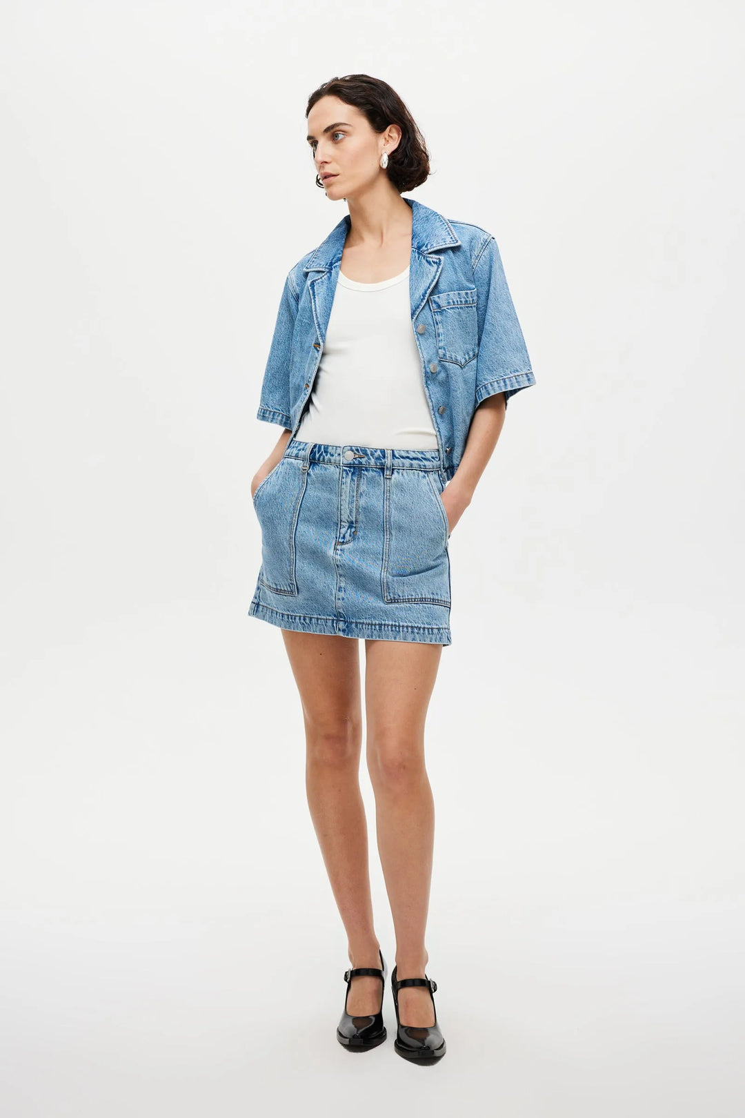 Neuw Denim Mercer Denim Mini Skirt - Radio - Light Vintage Indigo