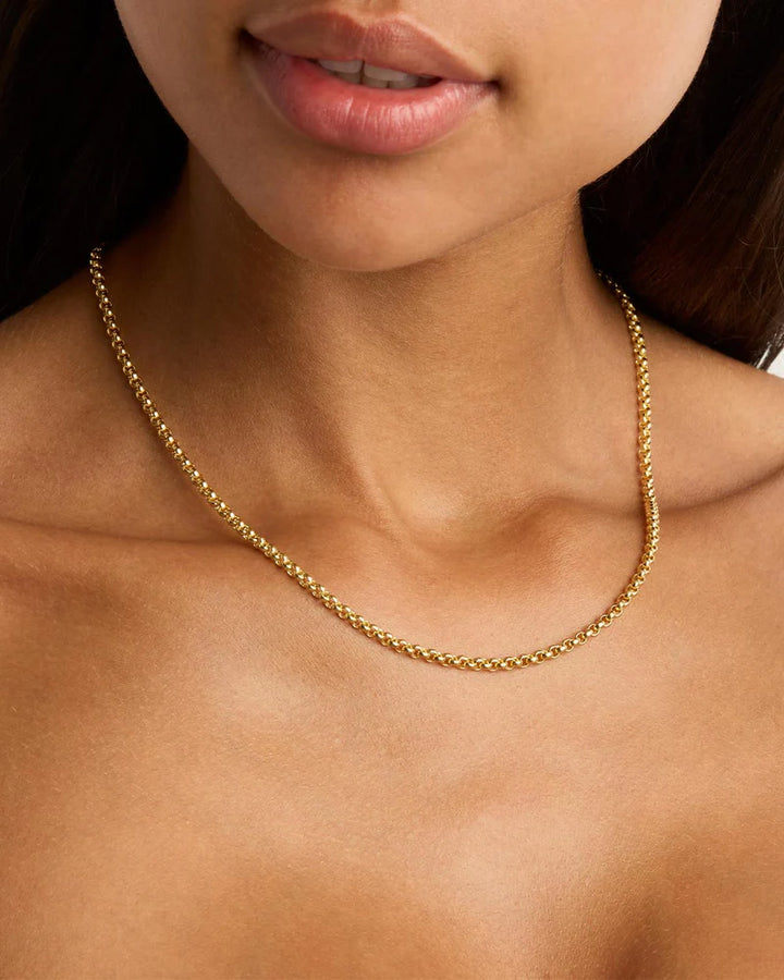 By Charlotte 18" 3mm Belcher Chain Necklace- 18k Gold Vermeil