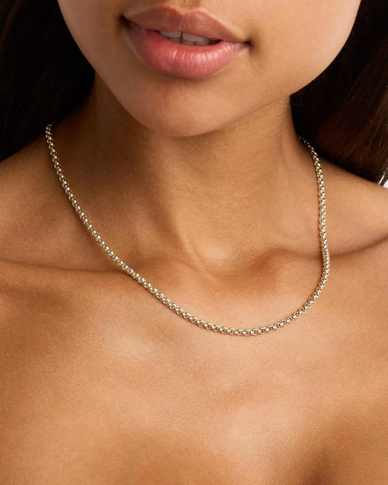 By Charlotte 18" 3mm Belcher Chain Necklace- Sterling Silver
