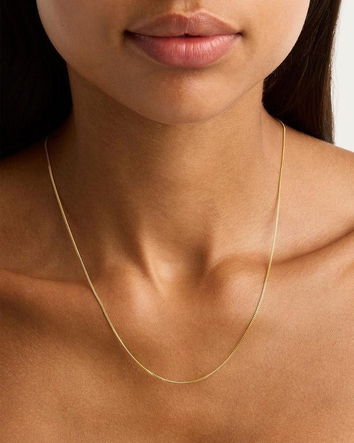 By Charlotte 19" Fine Curb Chain Necklace- 18k Gold Vermeil