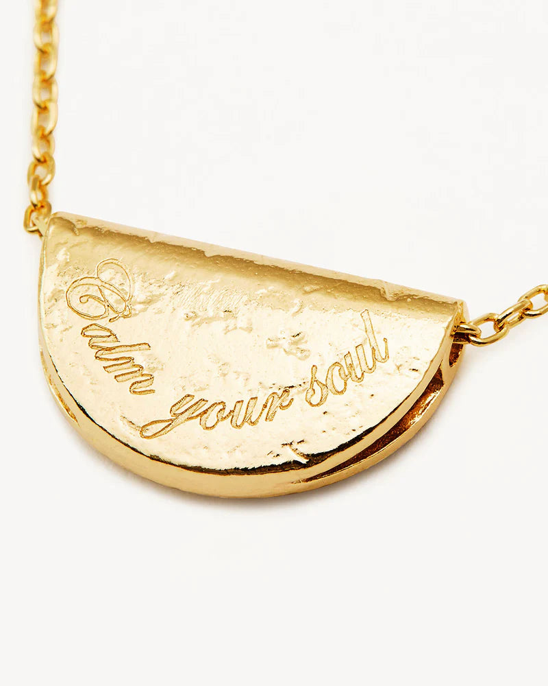 By Charlotte 18k Gold Vermeil Lotus Birthstone Necklace - March/Aquamarine