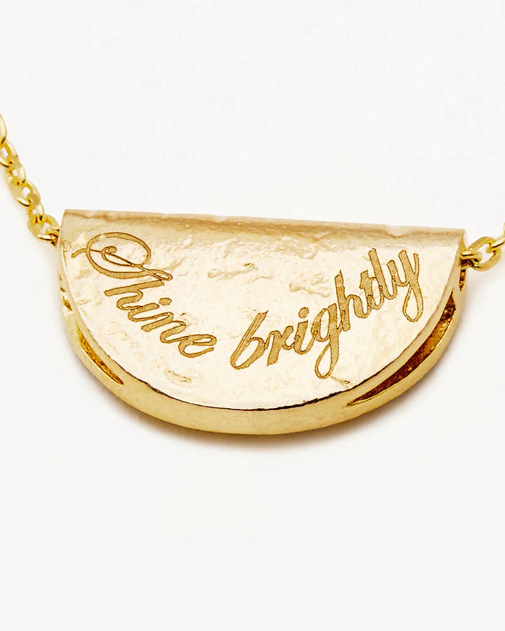 By Charlotte 18k Gold Vermeil Lotus Birthstone Necklace - April/White Topaz