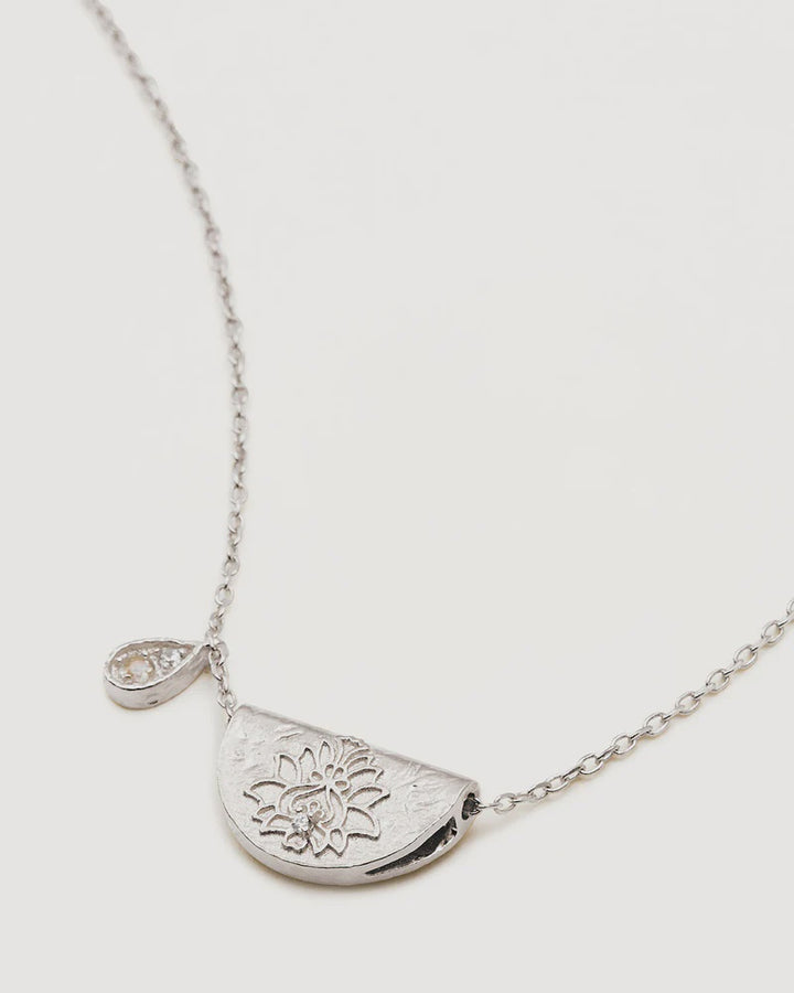 By Charlotte Lotus Birthstone Necklace - June/Moonstone