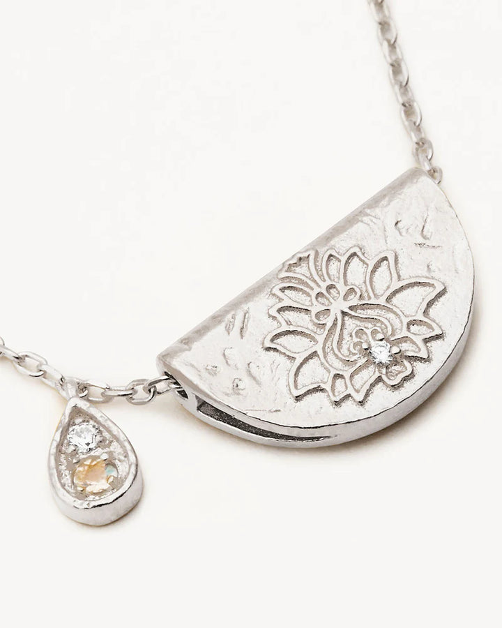 By Charlotte Lotus Birthstone Necklace - June/Moonstone