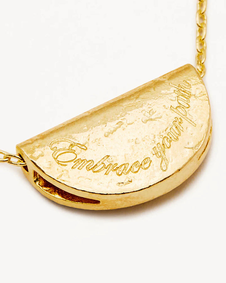 By Charlotte 18k Gold Vermeil Lotus Birthstone Necklace - July/Ruby