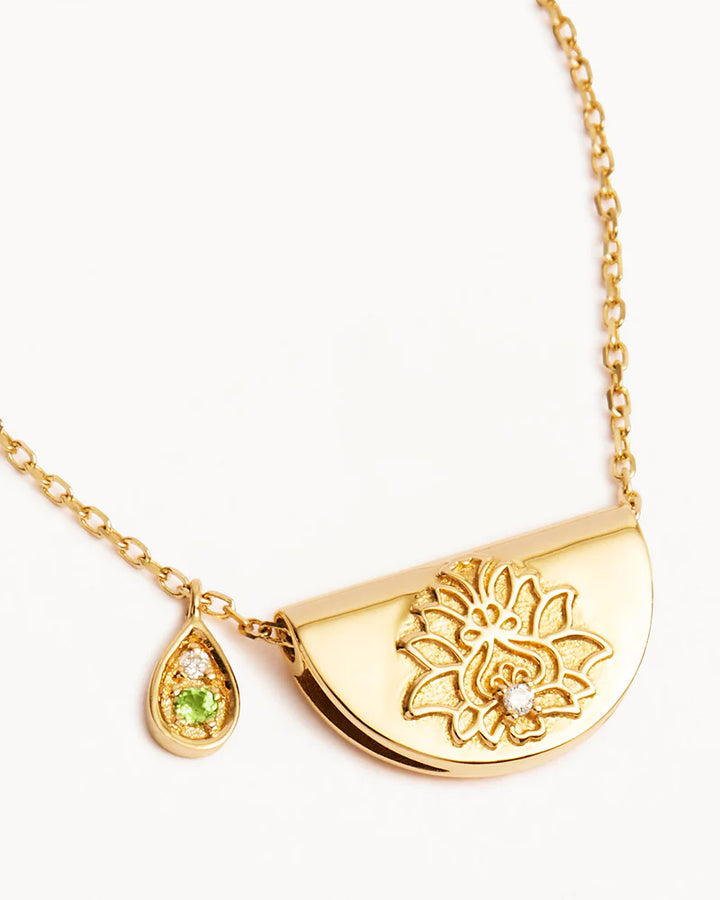 By Charlotte 14k Solid Gold Birthstone Diamond Necklace - August - Peridot