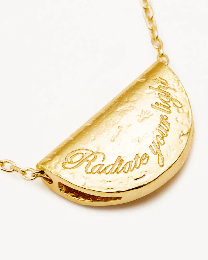 By Charlotte 18k Gold Vermeil Lotus Birthstone Necklace - October/Pink Tourmaline
