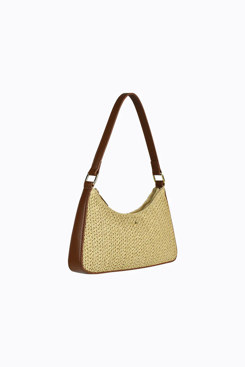 Peta + Jain Josee Shoulder Bag- Natural Faux Raffia/Gold