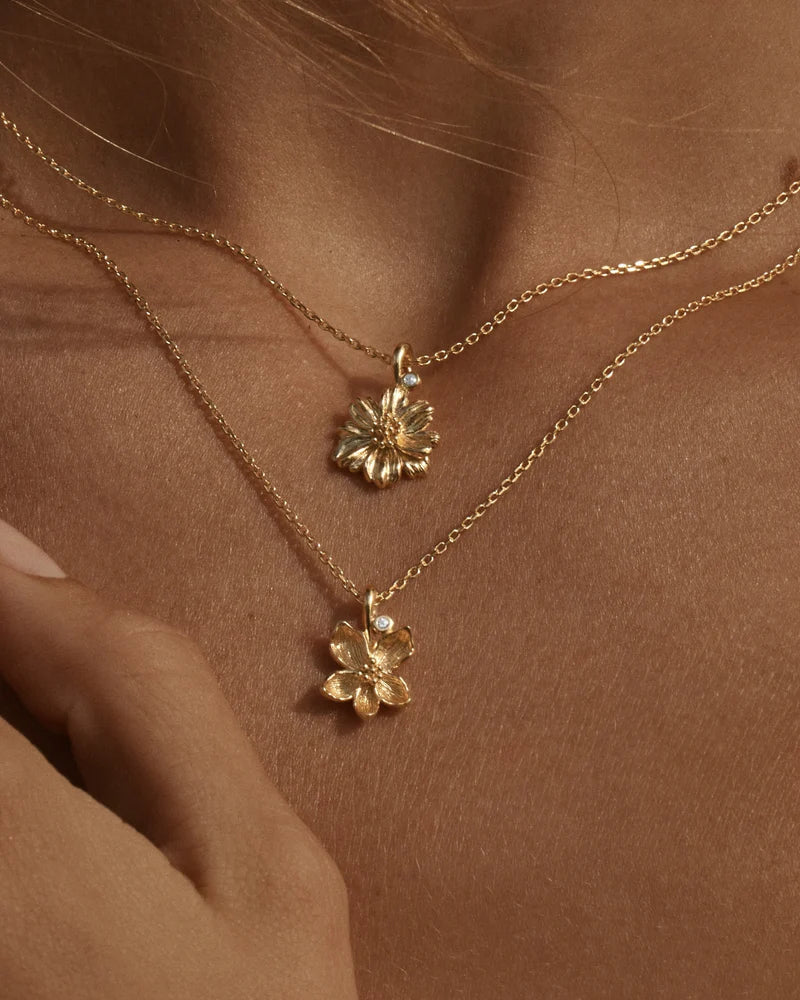 By Charlotte 18k Gold Vermeil Birth Flower Necklace - Cosmos October