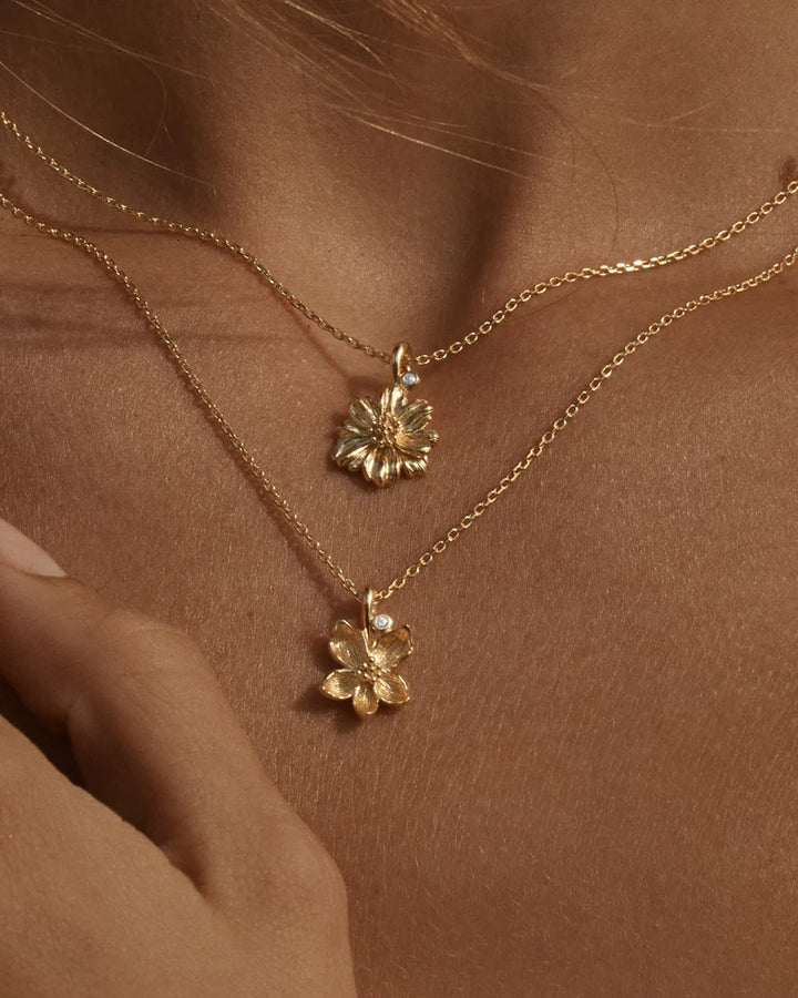 By Charlotte 18k Gold Vermeil Birth Flower Necklace - Cosmos October